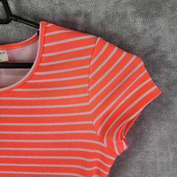 Women's Orange Bobbie Brooks Ladies Dress White Striped Short Sleeve Size S - Picture 5 of 11